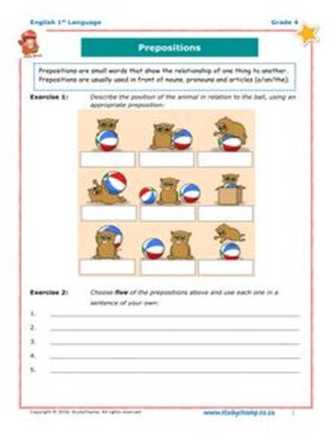 cover image of Grade 4 English: Prepositions